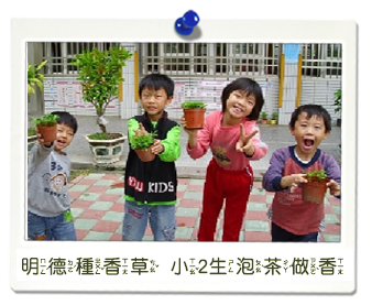 小2生泡茶做香包圖片