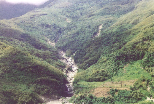 1990年6月歐菲莉颱風造成榕樹地區嚴重土石流災害(郭俊傑提供)
